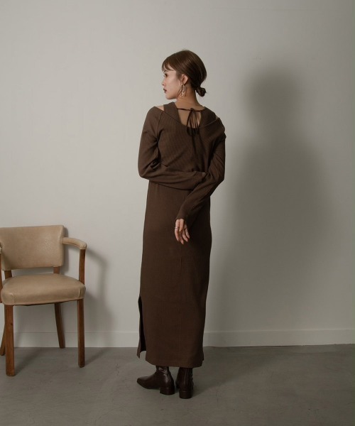 Amiur（エミレ）の「rib knit lady like ops（ワンピース・レディース・アイボリー/ベージュ/ブラウン・FREE）」の16枚目の写真