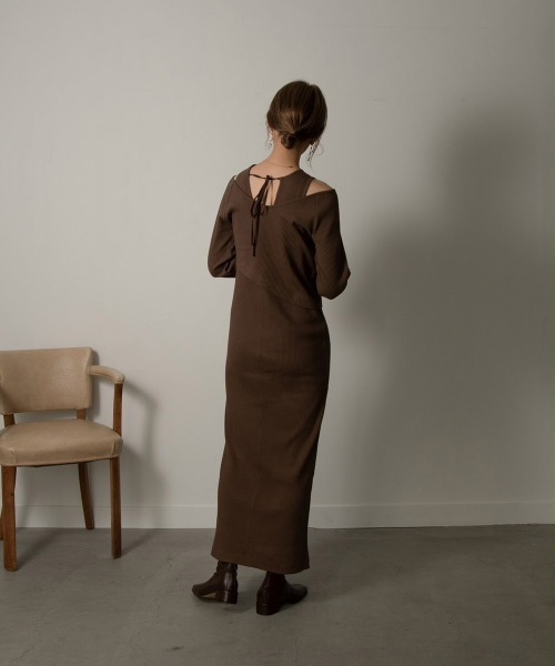 Amiur（エミレ）の「rib knit lady like ops（ワンピース・レディース・アイボリー/ベージュ/ブラウン・FREE）」の12枚目の写真