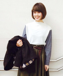 Kastane | 【Kastane】ハイネックシャツ袖プルオーバー(Tシャツ/カットソー)