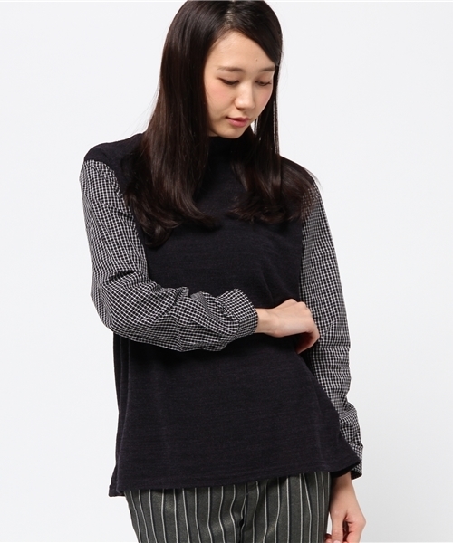 Kastane（カスタネ）の「【Kastane】ハイネックシャツ袖プルオーバー（Tシャツ/カットソー・レディース・アイボリー/グレー/ネイビー・FREE）」の10枚目の写真