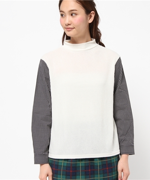 Kastane（カスタネ）の「【Kastane】ハイネックシャツ袖プルオーバー（Tシャツ/カットソー・レディース・アイボリー/グレー/ネイビー・FREE）」の4枚目の写真