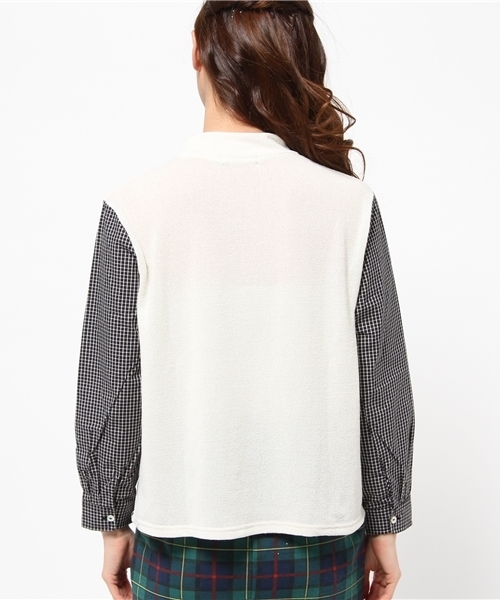 Kastane（カスタネ）の「【Kastane】ハイネックシャツ袖プルオーバー（Tシャツ/カットソー・レディース・アイボリー/グレー/ネイビー・FREE）」の6枚目の写真