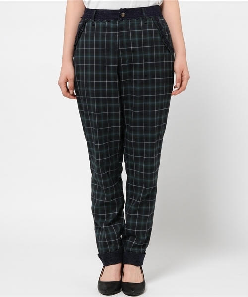 axes femme（アクシーズファム）の「チェック柄テーパードパンツ（その他パンツ・レディース・ワイン/ブラック/ダークグリーン・MEDIUM）」の4枚目の写真