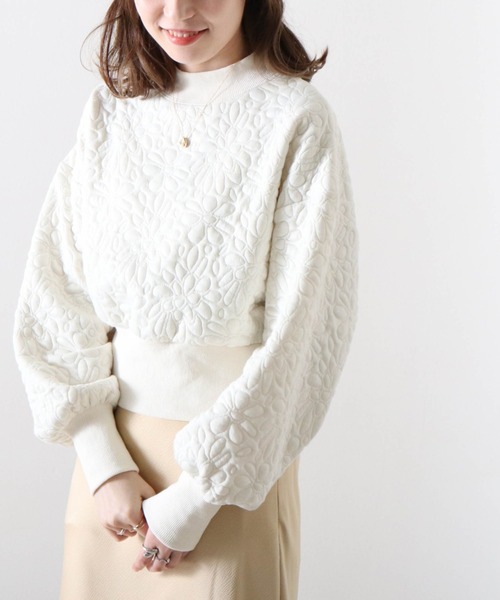 Cheek（チーク）の「花柄膨れリブハイネックプルオーバー（スウェット・レディース・オフホワイト/ブラック/ブルー・MEDIUM）」の21枚目の写真