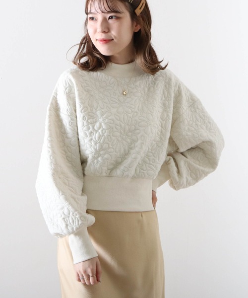 Cheek（チーク）の「花柄膨れリブハイネックプルオーバー（スウェット・レディース・オフホワイト/ブラック/ブルー・MEDIUM）」の10枚目の写真