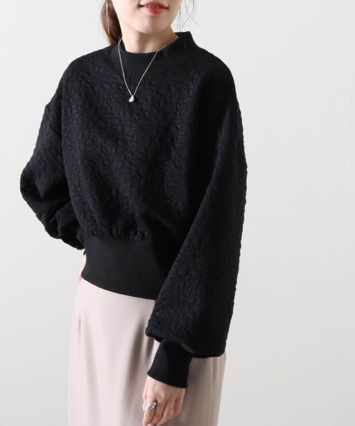 Cheek（チーク）の「花柄膨れリブハイネックプルオーバー（スウェット・レディース・オフホワイト/ブラック/ブルー・MEDIUM）」の6枚目の写真