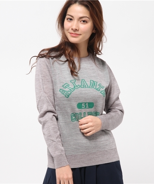 CIAOPANIC（チャオパニック）の「【Ciaopanic】W混COLLEGEJQPO（ニット/セーター・レディース・グリーン/グレー・FREE）」の2枚目の写真
