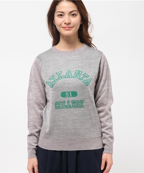 CIAOPANIC（チャオパニック）の「【Ciaopanic】W混COLLEGEJQPO（ニット/セーター・レディース・グリーン/グレー・FREE）」の3枚目の写真