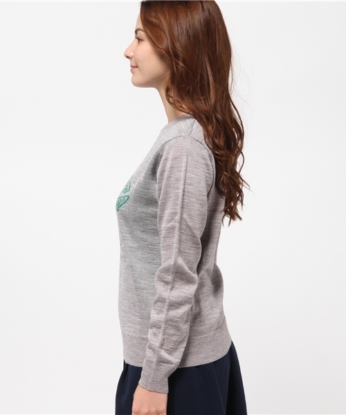 CIAOPANIC（チャオパニック）の「【Ciaopanic】W混COLLEGEJQPO（ニット/セーター・レディース・グリーン/グレー・FREE）」の4枚目の写真