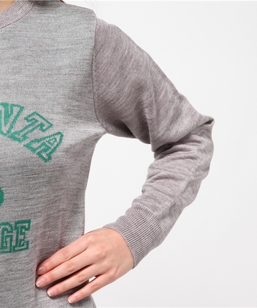 CIAOPANIC（チャオパニック）の「【Ciaopanic】W混COLLEGEJQPO（ニット/セーター・レディース・グリーン/グレー・FREE）」の7枚目の写真