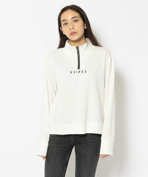 AVIREX（アヴィレックス）の「【直営店限定】AVIREX HARF ZIP SWEAT/ ハーフジップスウェット / アヴィレックス（スウェット・レディース・ブラック/オフホワイト/マスタード・FREE）」の2枚目の写真