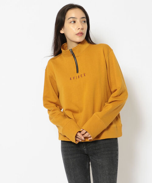 AVIREX（アヴィレックス）の「【直営店限定】AVIREX HARF ZIP SWEAT/ ハーフジップスウェット / アヴィレックス（スウェット・レディース・ブラック/オフホワイト/マスタード・FREE）」の3枚目の写真