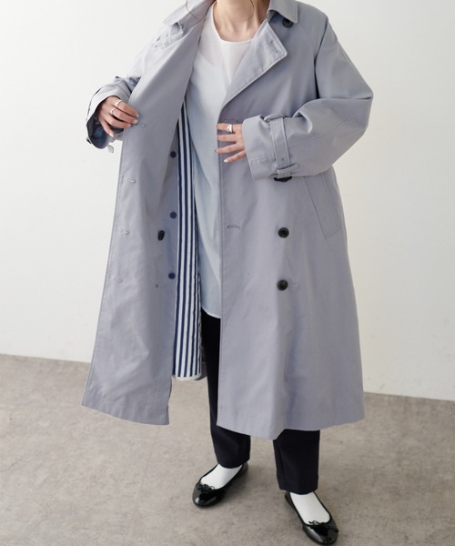 PUAL CE CIN（ピュアルセシン）の「ストライプキルトライナー付きトレンチコート（トレンチコート・レディース・グレー/ベージュ・FREE）」の5枚目の写真