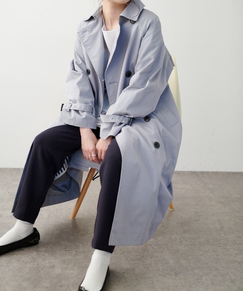 PUAL CE CIN（ピュアルセシン）の「ストライプキルトライナー付きトレンチコート（トレンチコート・レディース・グレー/ベージュ・FREE）」の4枚目の写真