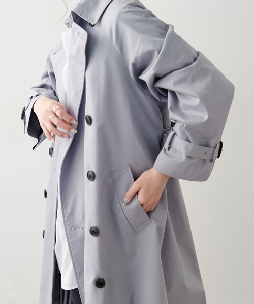 PUAL CE CIN（ピュアルセシン）の「ストライプキルトライナー付きトレンチコート（トレンチコート・レディース・グレー/ベージュ・FREE）」の6枚目の写真