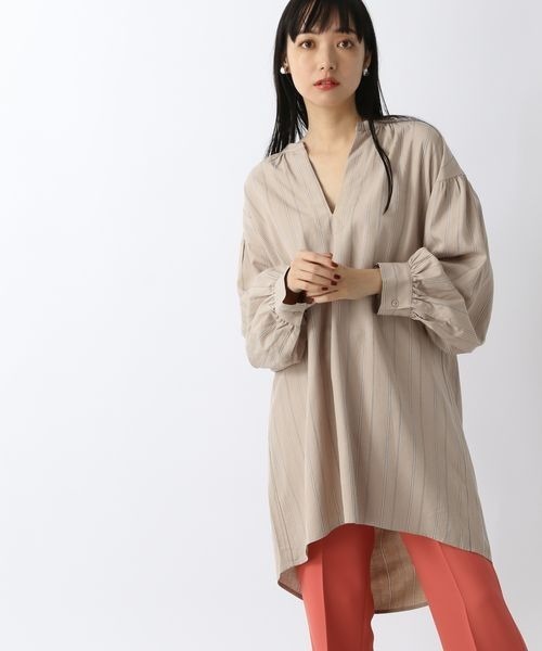 LOWRYS FARM（ローリーズファーム）の「スキッパーチュニックＬＳ　262443（シャツ/ブラウス・レディース・ダークブラウン/ベージュ/パープル/グリーン・FREE）」の8枚目の写真