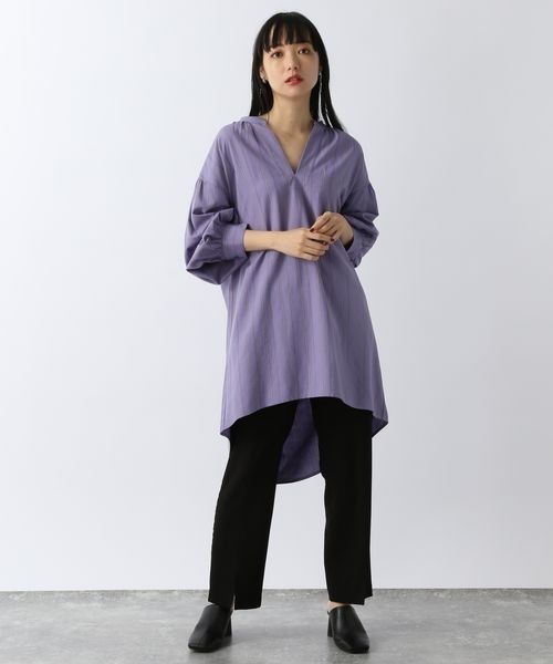 LOWRYS FARM（ローリーズファーム）の「スキッパーチュニックＬＳ　262443（シャツ/ブラウス・レディース・ダークブラウン/ベージュ/パープル/グリーン・FREE）」の12枚目の写真
