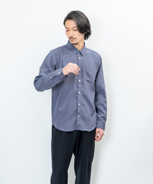 garsonwave(ギャルソンウェーブ)の「日本製 ポリエステル 楊柳 レギュラー カラー シャツ(GW)(シャツ/ブラウス・メンズ・アイボリー/ブラック/グレー/ブルー/ライトグレー・M/L)」の7枚目の写真