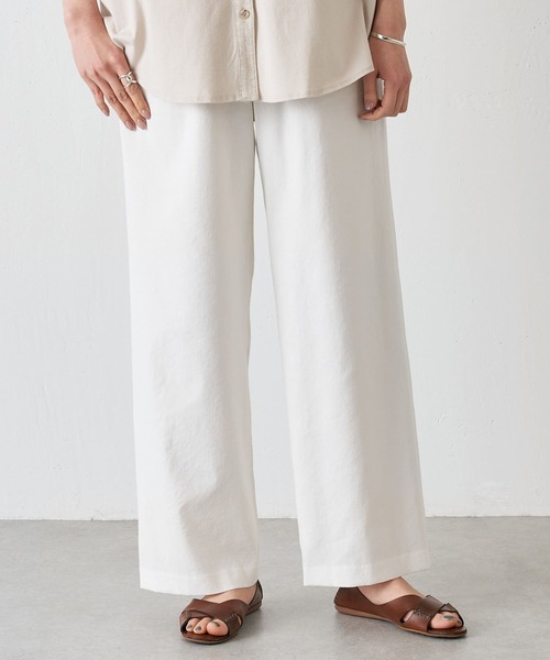 美品　BEARDSLEY ビアズリー　麻混テーパードパンツ リネンパンツ　グレー 美品 BEARDSLEY ビアズリー 麻混テーパードパンツ リネンパンツ