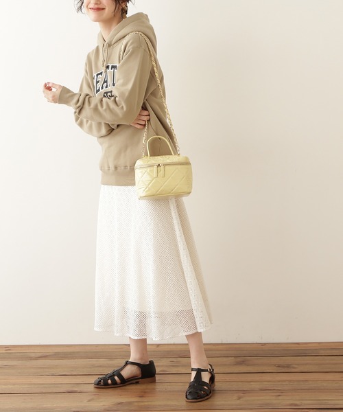 N.（N. Natural Beauty Basic）（エヌエヌナチュラルビューティーベーシック）の「◆ボリュームフレアレーススカート（スカート・レディース・オフホワイト/ブラック/モカ・MEDIUM）」の2枚目の写真