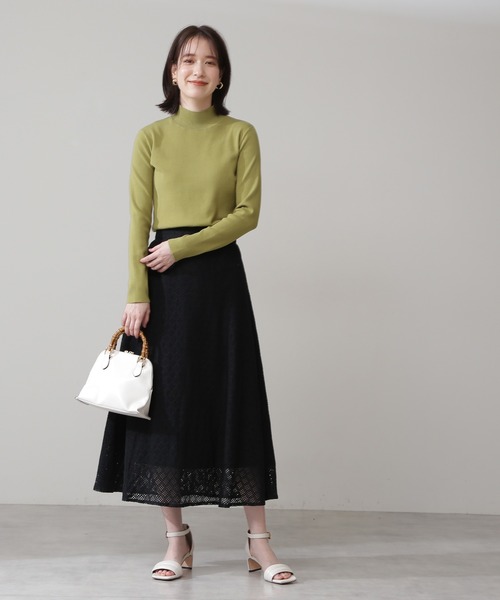 N.（N. Natural Beauty Basic）（エヌエヌナチュラルビューティーベーシック）の「◆ボリュームフレアレーススカート（スカート・レディース・オフホワイト/ブラック/モカ・MEDIUM）」の8枚目の写真