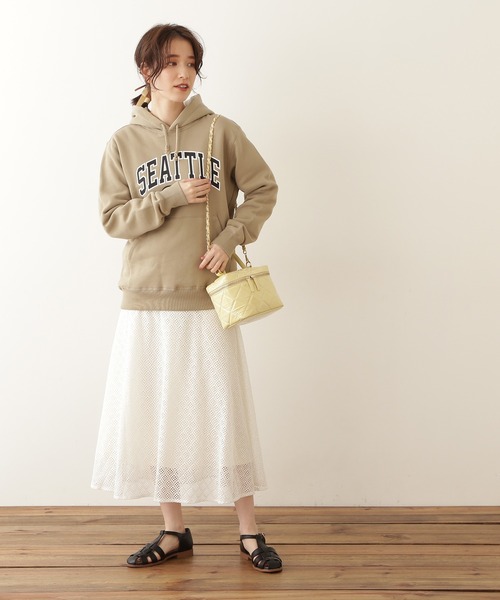 N.（N. Natural Beauty Basic）（エヌエヌナチュラルビューティーベーシック）の「◆ボリュームフレアレーススカート（スカート・レディース・オフホワイト/ブラック/モカ・MEDIUM）」の5枚目の写真