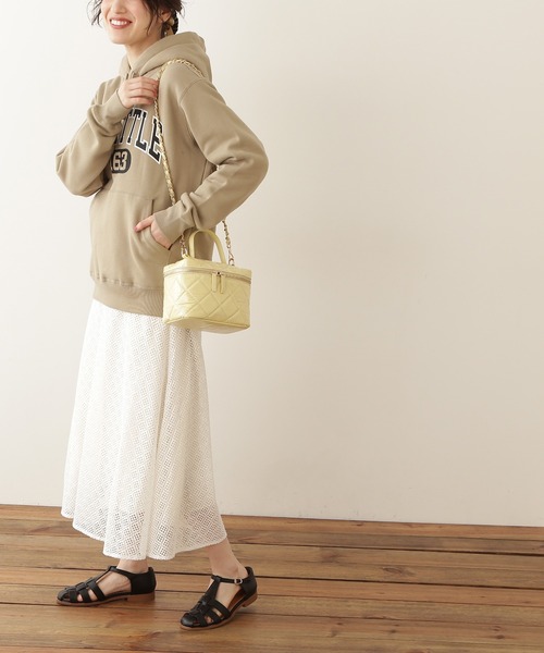 N.（N. Natural Beauty Basic）（エヌエヌナチュラルビューティーベーシック）の「◆ボリュームフレアレーススカート（スカート・レディース・オフホワイト/ブラック/モカ・MEDIUM）」の6枚目の写真