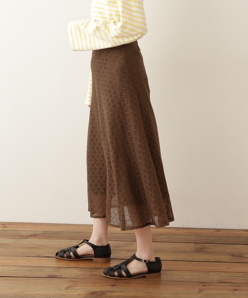 N.（N. Natural Beauty Basic）（エヌエヌナチュラルビューティーベーシック）の「◆ボリュームフレアレーススカート（スカート・レディース・オフホワイト/ブラック/モカ・MEDIUM）」の12枚目の写真