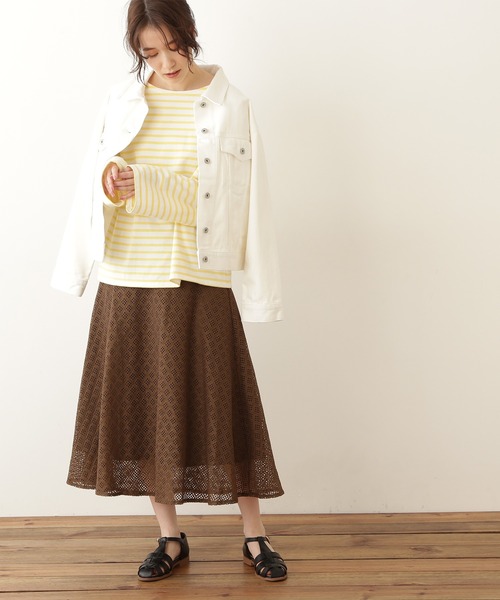 N.（N. Natural Beauty Basic）（エヌエヌナチュラルビューティーベーシック）の「◆ボリュームフレアレーススカート（スカート・レディース・オフホワイト/ブラック/モカ・MEDIUM）」の10枚目の写真