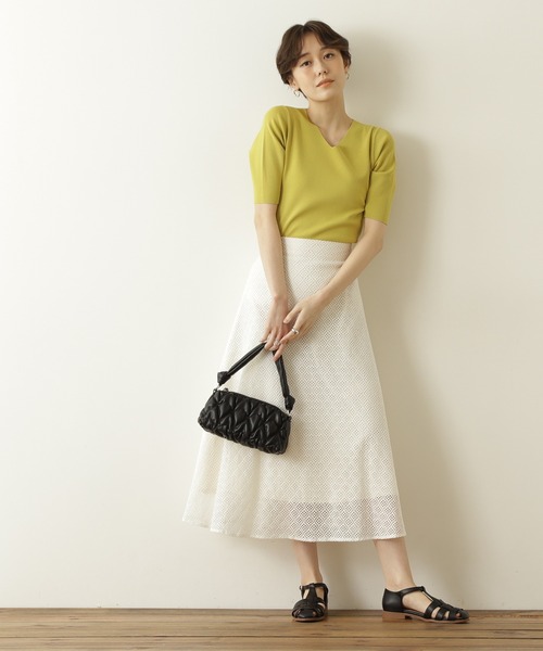 N.（N. Natural Beauty Basic）（エヌエヌナチュラルビューティーベーシック）の「◆ボリュームフレアレーススカート（スカート・レディース・オフホワイト/ブラック/モカ・MEDIUM）」の18枚目の写真