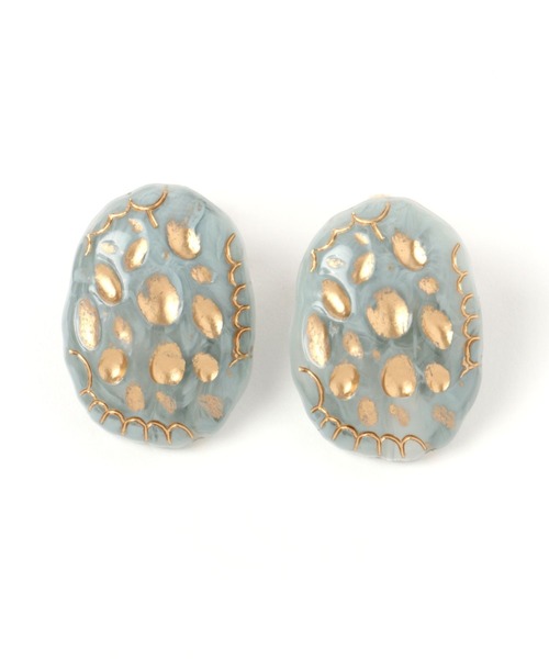studio CLIP（スタディオクリップ）の「アートマーブルイヤリング（イヤリング・レディース・ブルー/アイボリー・FREE）」の2枚目の写真