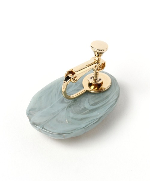 studio CLIP（スタディオクリップ）の「アートマーブルイヤリング（イヤリング・レディース・ブルー/アイボリー・FREE）」の4枚目の写真