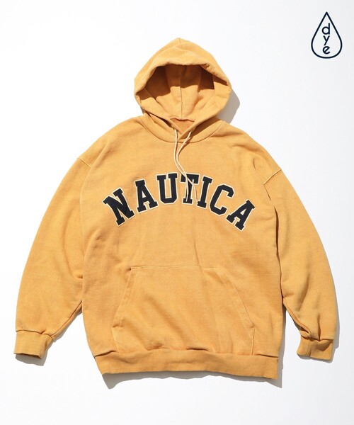 パーカー・フーディ NAUTICA Arch logo hoodie light beige NHD3303LBZ NAUTICA/Pigment Dyed Felt Patch Arch Logo Sweat Hoodie