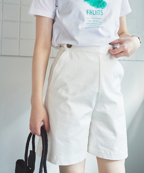 bulle de savon（ビュルデサボン）の「チノ　ショートパンツ（チノパンツ・レディース・ブラック/ホワイト/ベージュ・FREE）」の2枚目の写真