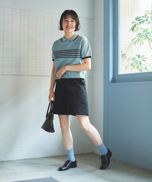 bulle de savon（ビュルデサボン）の「チノ　ショートパンツ（チノパンツ・レディース・ブラック/ホワイト/ベージュ・FREE）」の16枚目の写真