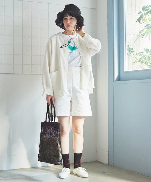 bulle de savon（ビュルデサボン）の「チノ　ショートパンツ（チノパンツ・レディース・ブラック/ホワイト/ベージュ・FREE）」の10枚目の写真