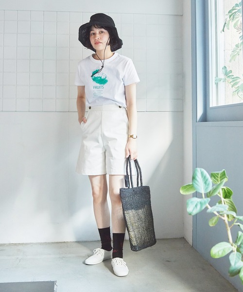 bulle de savon（ビュルデサボン）の「チノ　ショートパンツ（チノパンツ・レディース・ブラック/ホワイト/ベージュ・FREE）」の5枚目の写真