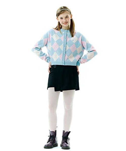 CLOTTY(クロッティ)の「CLOTTY/CC ARGYLE カーディガン 2276410(カーディガン/ボレロ・レディース・セージグリーン/ブルー/レッド・FREE)」の4枚目の写真