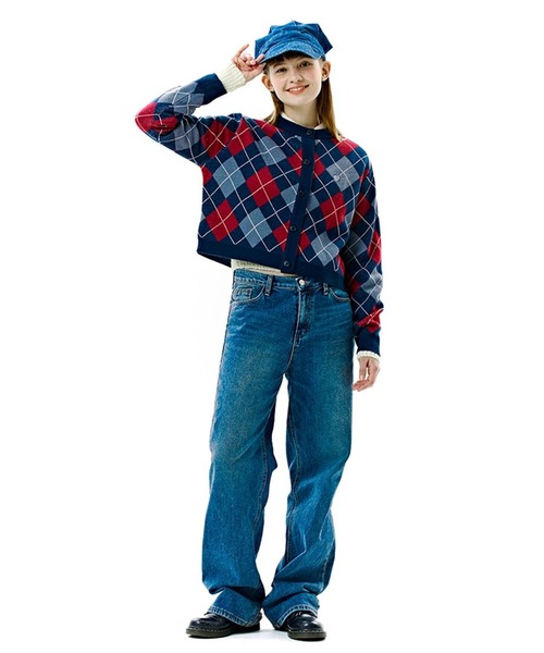 CLOTTY(クロッティ)の「CLOTTY/CC ARGYLE カーディガン 2276410(カーディガン/ボレロ・レディース・セージグリーン/ブルー/レッド・FREE)」の7枚目の写真