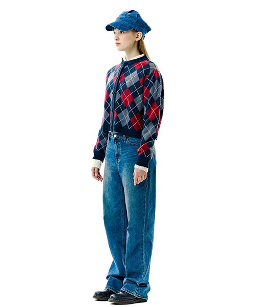 CLOTTY(クロッティ)の「CLOTTY/CC ARGYLE カーディガン 2276410(カーディガン/ボレロ・レディース・セージグリーン/ブルー/レッド・FREE)」の9枚目の写真
