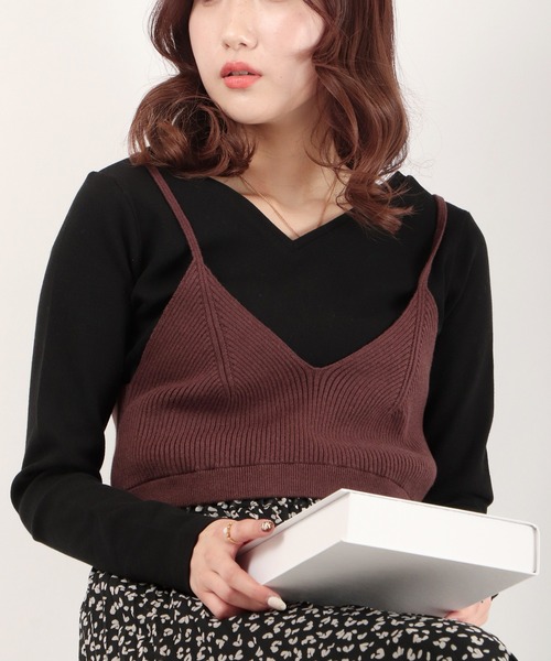 EACH.（イーチ）の「EACH ビスチェ+テレコカットソー（Tシャツ/カットソー・レディース・ブラック/パープル/グレー・FREE）」の2枚目の写真