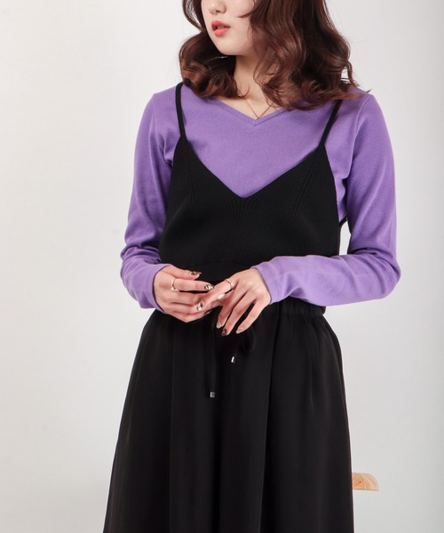 EACH.（イーチ）の「EACH ビスチェ+テレコカットソー（Tシャツ/カットソー・レディース・ブラック/パープル/グレー・FREE）」の16枚目の写真