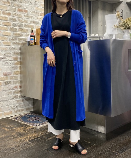 AS KNOW AS PINKY(アズノゥアズピンキー)の「さらりはおりくるんロングカーディガン(カーディガン/ボレロ・レディース・ブラック/グレー/ブルー/イエロー・FREE)」の4枚目の写真