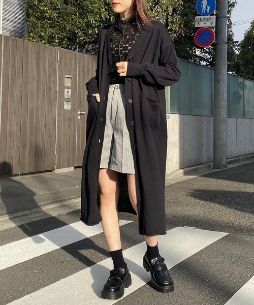 AS KNOW AS PINKY(アズノゥアズピンキー)の「さらりはおりくるんロングカーディガン(カーディガン/ボレロ・レディース・ブラック/グレー/ブルー/イエロー・FREE)」の2枚目の写真