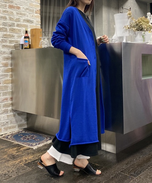 AS KNOW AS PINKY(アズノゥアズピンキー)の「さらりはおりくるんロングカーディガン(カーディガン/ボレロ・レディース・ブラック/グレー/ブルー/イエロー・FREE)」の10枚目の写真