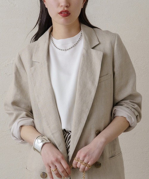 LOUNGEDRESS(ラウンジドレス)の「ニットTシャツ(ニット/セーター・レディース・オフホワイト/ブラック・FREE)」の1枚目の写真