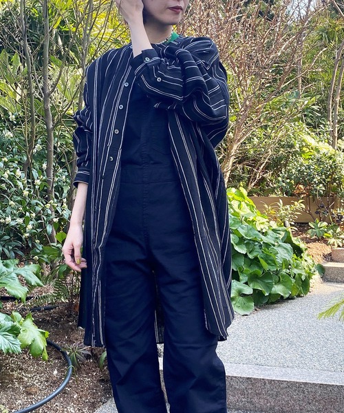 Johnbull Private labo（ジョンブルプライベートラボ）の「ストライプチュニックシャツ（シャツ/ブラウス・メンズ・ブラック/ナチュラル・FREE）」の5枚目の写真