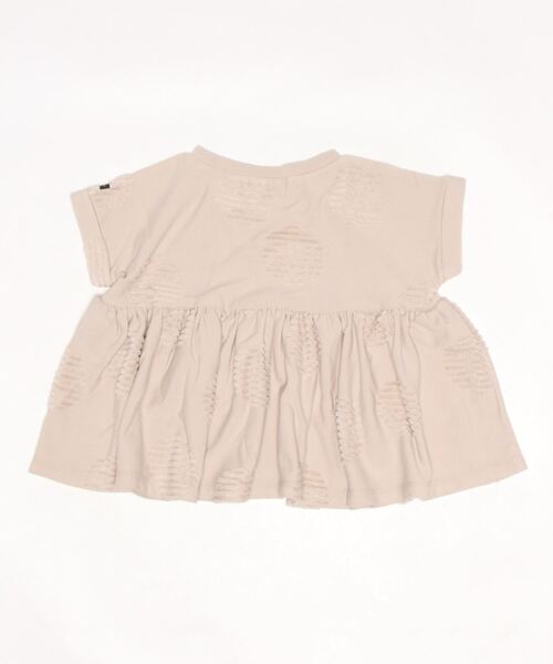 quoti use fith（クゥオティ　ユース　フィス）の「ドットジャガード ギャザー半袖 Tシャツ（Tシャツ/カットソー・キッズ・チャコールグレー/ホワイト/ベージュ・100/130/110/80/120/90）」の4枚目の写真