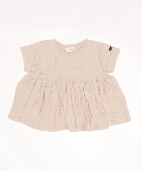 quoti use fith（クゥオティ　ユース　フィス）の「ドットジャガード ギャザー半袖 Tシャツ（Tシャツ/カットソー・キッズ・チャコールグレー/ホワイト/ベージュ・100/130/110/80/120/90）」の6枚目の写真