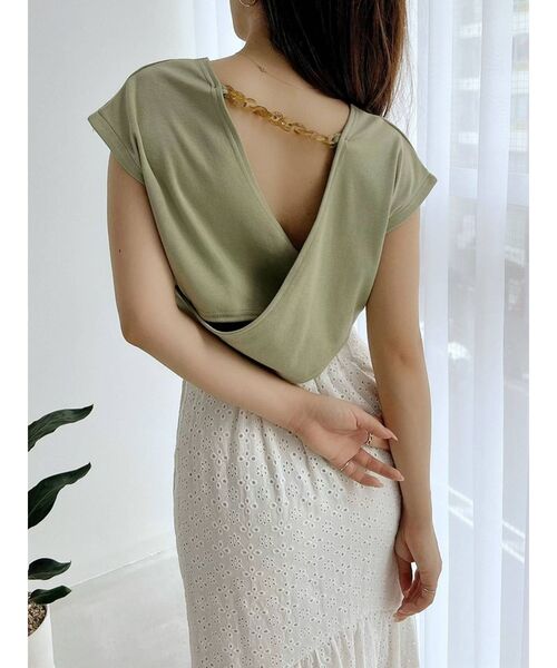 RESEXXY(リゼクシー)の「フレンチスリーブカットトップス(Tシャツ/カットソー・レディース・オフホワイト/ブラック/ミント/ブラウン・FREE)」の1枚目の写真